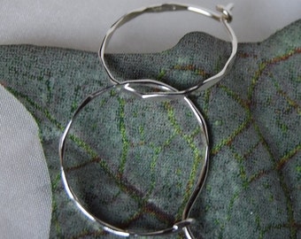 Silver Hoop Earrings / Hammered Sterling Hoops / 1 inch hoop earring / 18 gauge 2 inch 18 / 20 gauge Hoops / Light Hoop earrings / Silver