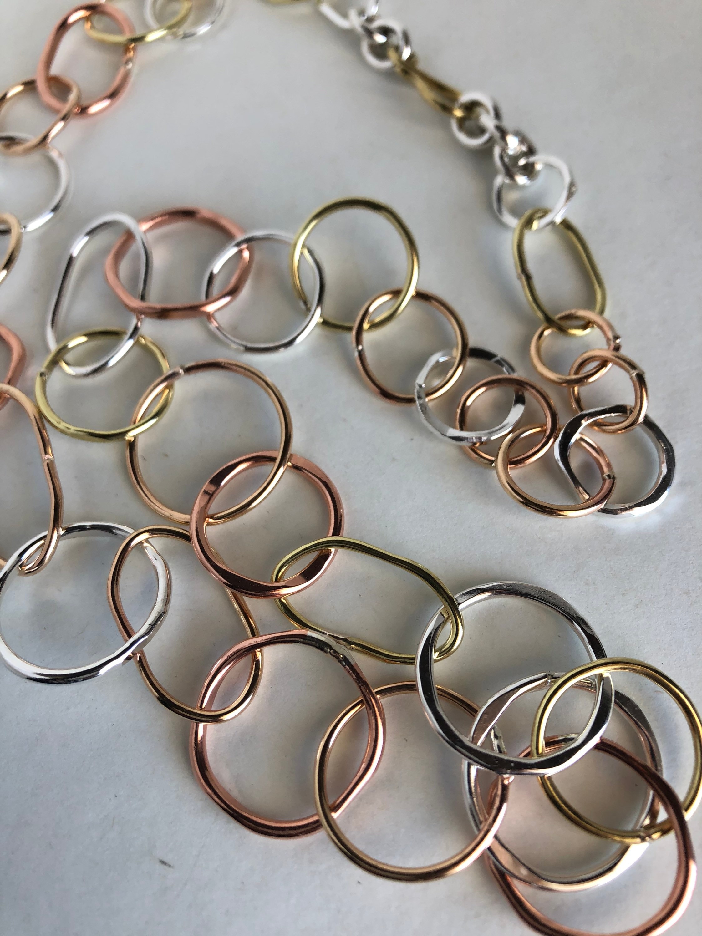 Chunky Handmade Chain, Large Sterling Link Chain, Hammered Chunky Handmade Chain, Large Sterling Link Chain, Hammered