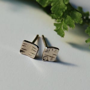 14k White Gold Square Earrings / Nose L Stud 14K / Tiny Square studs /  Nose piercing or Earrings / Rectangle 4x4mm / 14K White gold