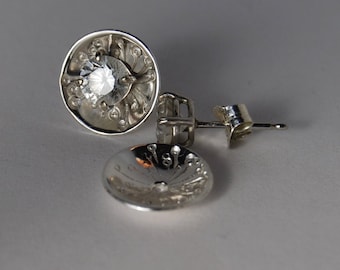 Silver Ear Jackets / Starburst Ear Jackets / Jackets for stud earrings/ Earring enhancers Sterling  / Moissanite Studs / jackets for diamond