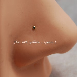 18K Nose Stud / Flat Gold L Stud / yellow or white gold nose / Tiny stud / flat nose stud /18K L stud / gold nose stud / Gold Dot Nose Stud