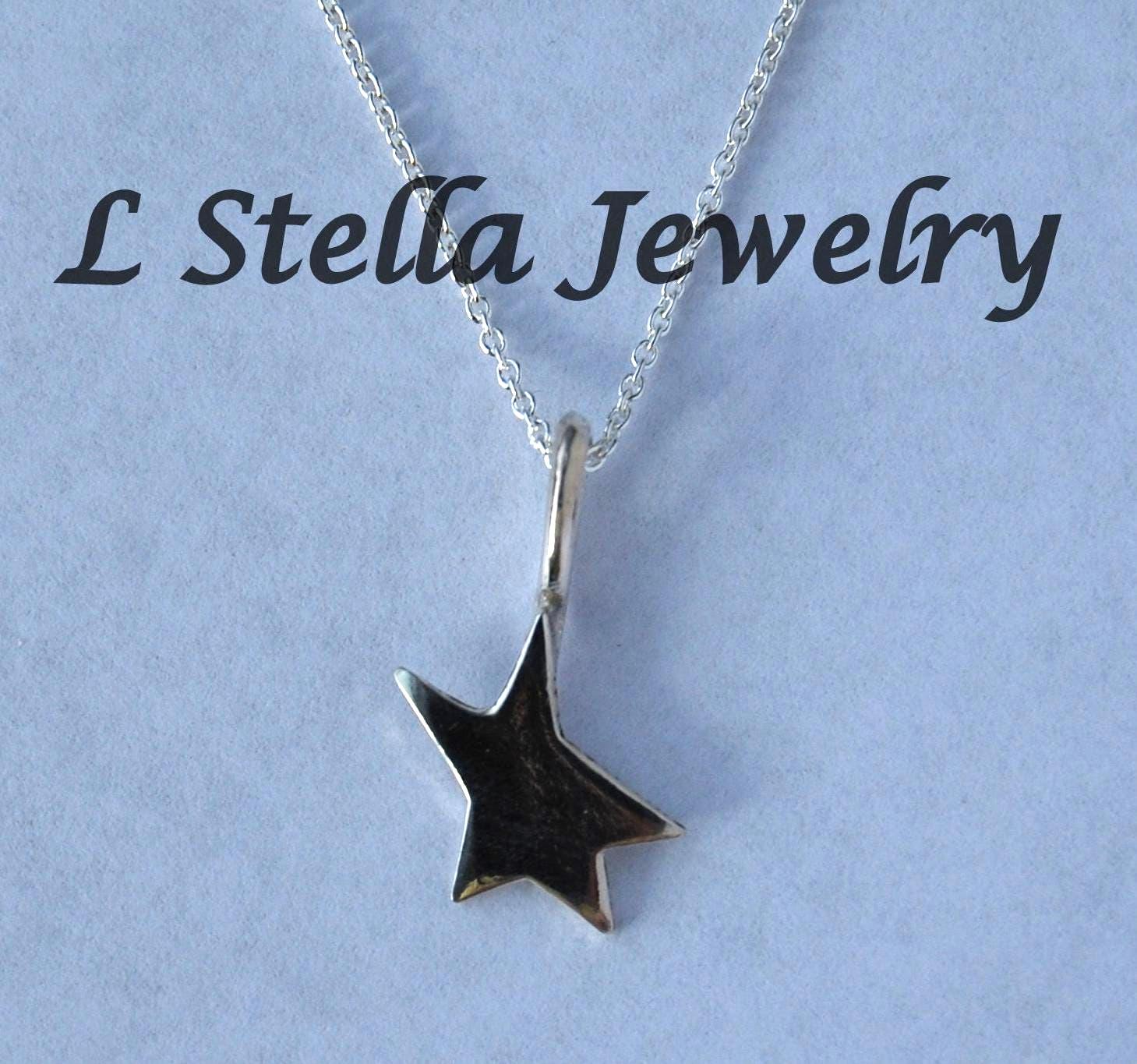 Star Necklace Silver Pendant, Tiny Star, Sterling 5 Point, Gift