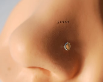 Flat Nose Stud / Silver Nose Stud / 3mm Disc Stud / SilverTragus Stud / Tiny Nose Stud / Nose Bone Sterling / Shiny Nose Stud /Flat L Nose