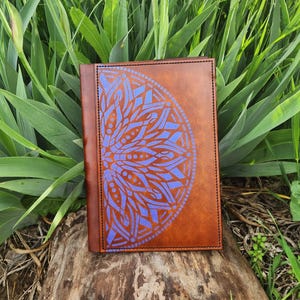 Leather Journal Cover, Genuine Full Grain Refillable Leather Journal Cover, Hand Painted Mandala, Custom Leather Journal, Custom Gift