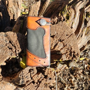 Cartera de vaquero, cartera larga de cuero, cartera de cuero genuino de plena flor, cartera de cuero triple, cartera larga de hombre, cartera alta, chequera