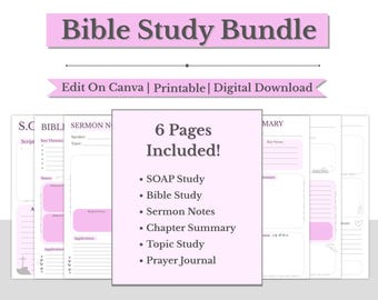 Digital Bible Study, Printable Bible Template, Bible Summary, SOAP Prayer Journal, Faith Reflection, GoodNotes Notability, Canva Editable
