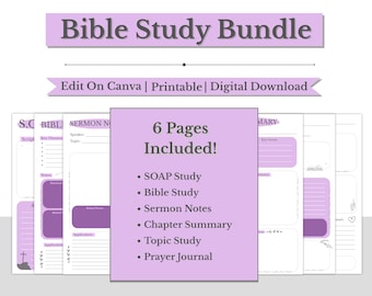 Digital Bible Study, Printable Bible Template, Bible Summary, SOAP Prayer Journal, Faith Reflection, GoodNotes Notability, Canva Editable