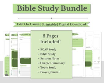Digital Bible Study, Printable Bible Template, Bible Summary, SOAP Prayer Journal, Faith Reflection, GoodNotes Notability, Canva Editable