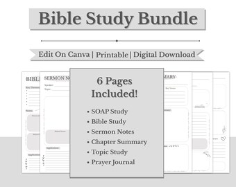 Digital Bible Study, Printable Bible Template, Bible Summary, SOAP Prayer Journal, Faith Reflection, GoodNotes Notability, Canva Editable