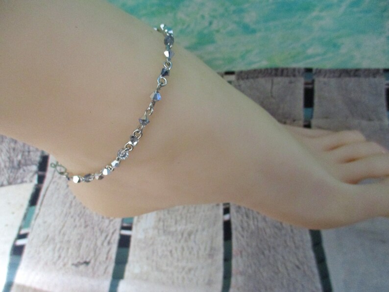 Foot Jewelry Sparkly Ankle Bracelet Beach Wedding Anklet Minimalist Anklet Crystal Beaded Ankle Jewelry Crystal Anklet Ankle Chain