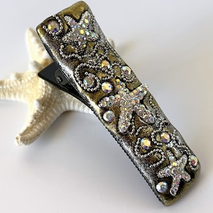 Beach Wedding Hair Clip, Sparkling Star Fish Mermaid Hair Accessory Gift, Boho Ocean Bridal Diamante Rhinestone Starfish Bohemian Barrette