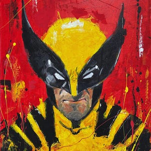 Pop art Original acrylic painting of Wolverine on canvas