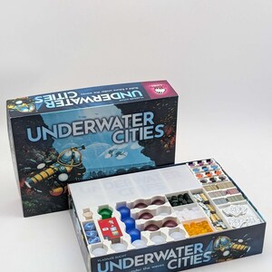 Underwater Cities Board Game Insert / Organizer | Fits Base Game + New Discoveries & Data Era Expansions | Unsleeved Cards One Box