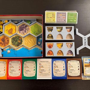Organiseur pour Catane + Cities and Knights + Seafarers + 5-6 extensions pour joueurs avec plateaux pour joueurs et plateaux de cartes de ressources