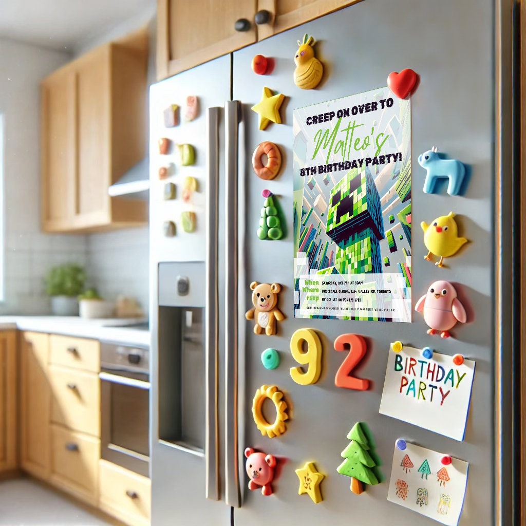 Editable Minecraft Birthday Invite – Canva Template (5x7)