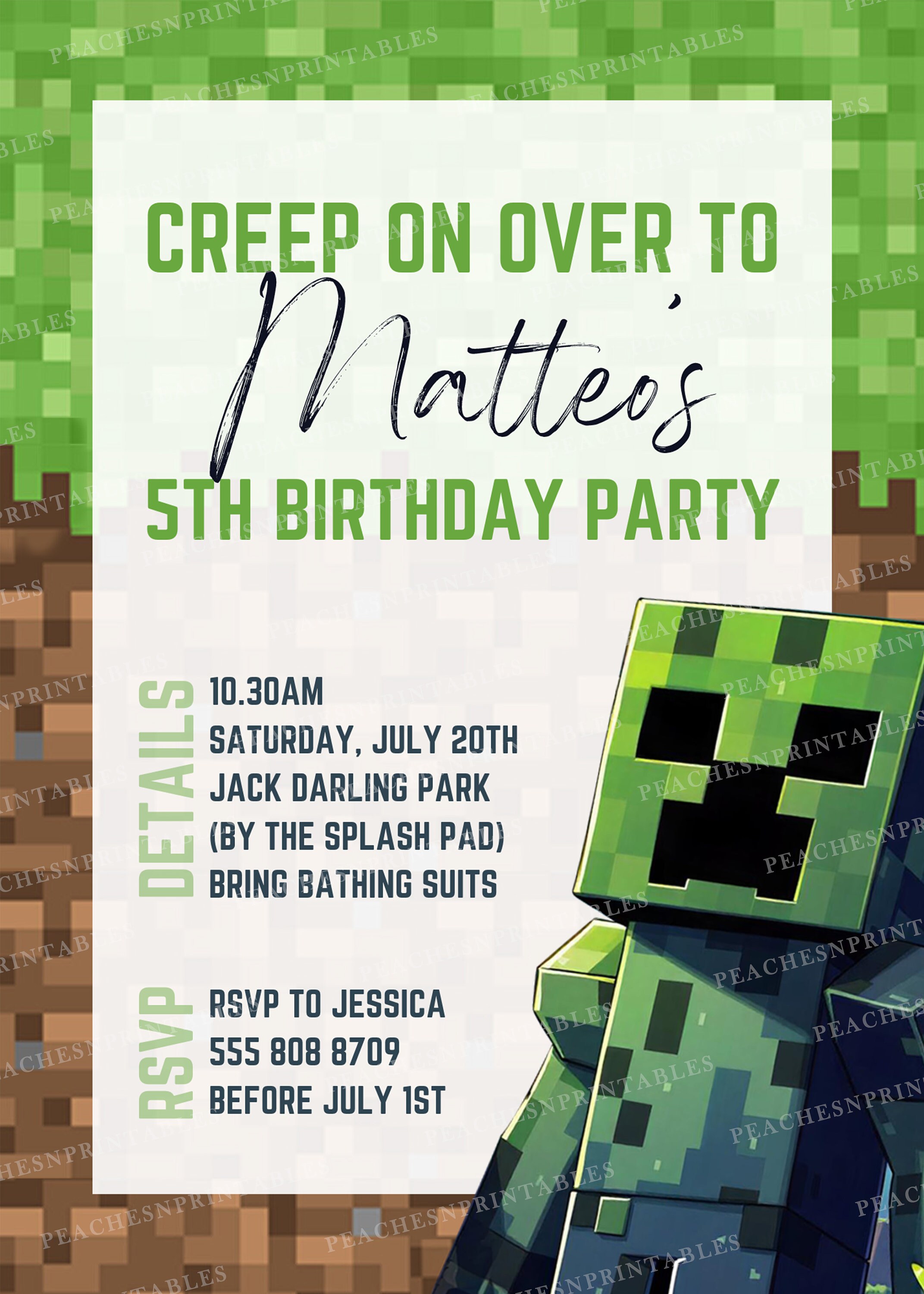 Minecraft Party Evite