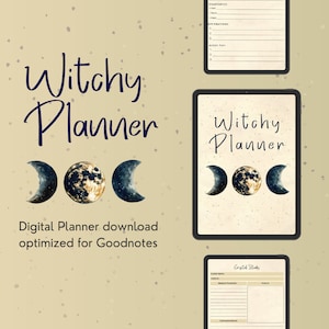 Celestial Navy & Gold Witch Planner | 34-Page Digital PDF Download | Optimized for GoodNotes