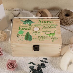 Boîte souvenir en bois personnalisée pour bébé, cadeaux de baptême pour nouveau-né, grande boîte à souvenirs, boîte de rangement en bois coloré, cadeaux personnalisés pour bébé, 1er anniversaire