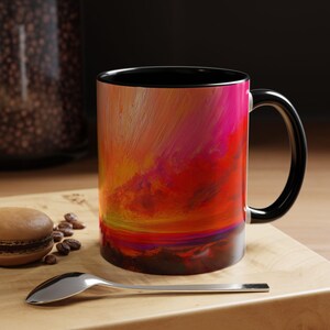 Vibrant Sunset Accent Coffee Mug Colorful Art Mug for Coffee Lovers Perfect Gift for Nature Enthusiasts Unique Kitchen Decor