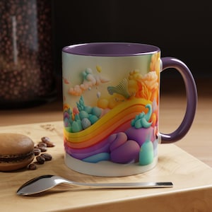 Vibrant Rainbow Accent Coffee Mug  Colorful Art Drinkware for Home Unique Gift for Coffee Lovers Rainbow Decor Art Mug Cheerful
