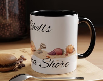 Seashell Accent Coffee Mug  Coastal Decor Gift Beach House Ocean Lover Nautical Kitchen Summer Vibes Shell Collectors