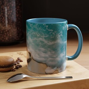 Strandkärleksmugg med accentmotiv Havsvågsmugg Presenter för kaffeälskare Strandhusdekor Sommarvibbar Perfekt för bröllop, present till henne