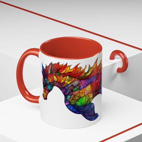 Tazza Con Cavallucci Marini Arcobaleno – Regalo Originale Per Amici, Tema Mare E Spiaggia, Decorazione Costiera