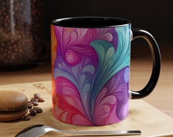 Colorful Swirl Coffee Mug Vibrant Art Mug Gift for Coffee Lovers Unique Tea Cup Artistic Kitchen Decor
