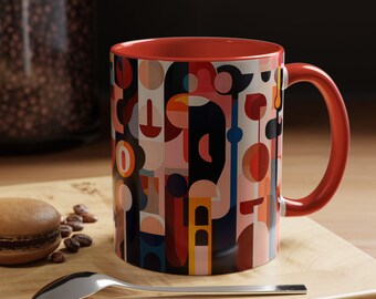 Modern Abstract Accent Coffee Mug Colorful Art Mug for Home Office Unique Gift Coffee Lovers Contemporary Decor