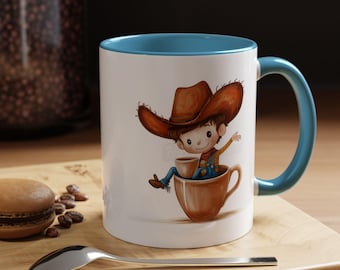 Cute Cowboy Accent Coffee Mug Fun Mug for Kids Western Decor Birthday Gift Children's Room Decoration Unique Cup