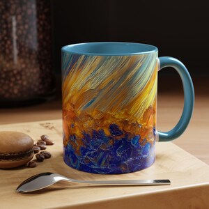 Vibrant Abstract Accent Coffee Mug Colorful Ceramic Cup for Coffee Lovers Artinspired Gift Perfect for Birthdays Home Office