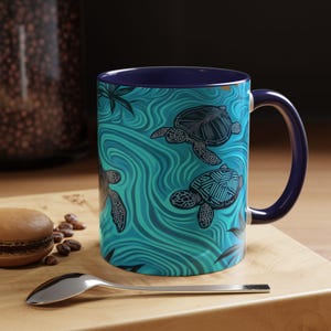 Ocean Life Accent Coffee Mug  Sea Turtle Design Ecofriendly Gift Beach Lover&#39;s Mug Perfect for Beach Vibes Unique Kitchenware