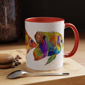 Vibrant Fish Design Mug Colorful Coffee Cup Perfect Gift for Fish Lovers Aquarium Decor Cute Animal Mug Vibrant Kitchenware