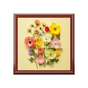 Floral Jewelry Box Elegant Keepsake Organizer Jewelry Storage Gift for Her Flower Decor Mother&#39;s Day Gift