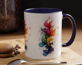 Colorful Artistic Accent Coffee Mug Vibrant Ceramic Cup for Art Lovers Gift for Creatives Home Decor Unique Drinkware