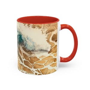 Ocean Wave Accent Coffee Mug Coastal Home Decor Beach Lover Gift Artistic Coffee Cup Ocean Themed Kitchenware Relaxation Gift image 3