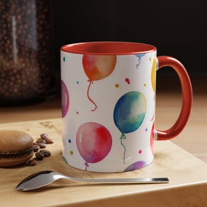 Whimsical Balloon Coffee Mug Perfect Gift for Birthdays Celebrations Cute Drinkware Party Decor Colorful Latte Cup, Gift for Her