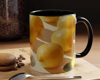 Citrus Lemon Accent Coffee Mug Bright and Cheerful Gift for Coffee Lovers Decorative Kitchenware Perfect for Spring & Summer
