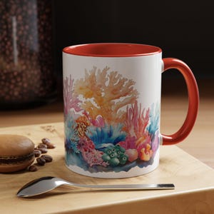 Vibrant Coral Reef Coffee Mug Colorful Sea Life Mug Unique Gift for Ocean Lovers Beach Decor Cute Coral Coffee Cup