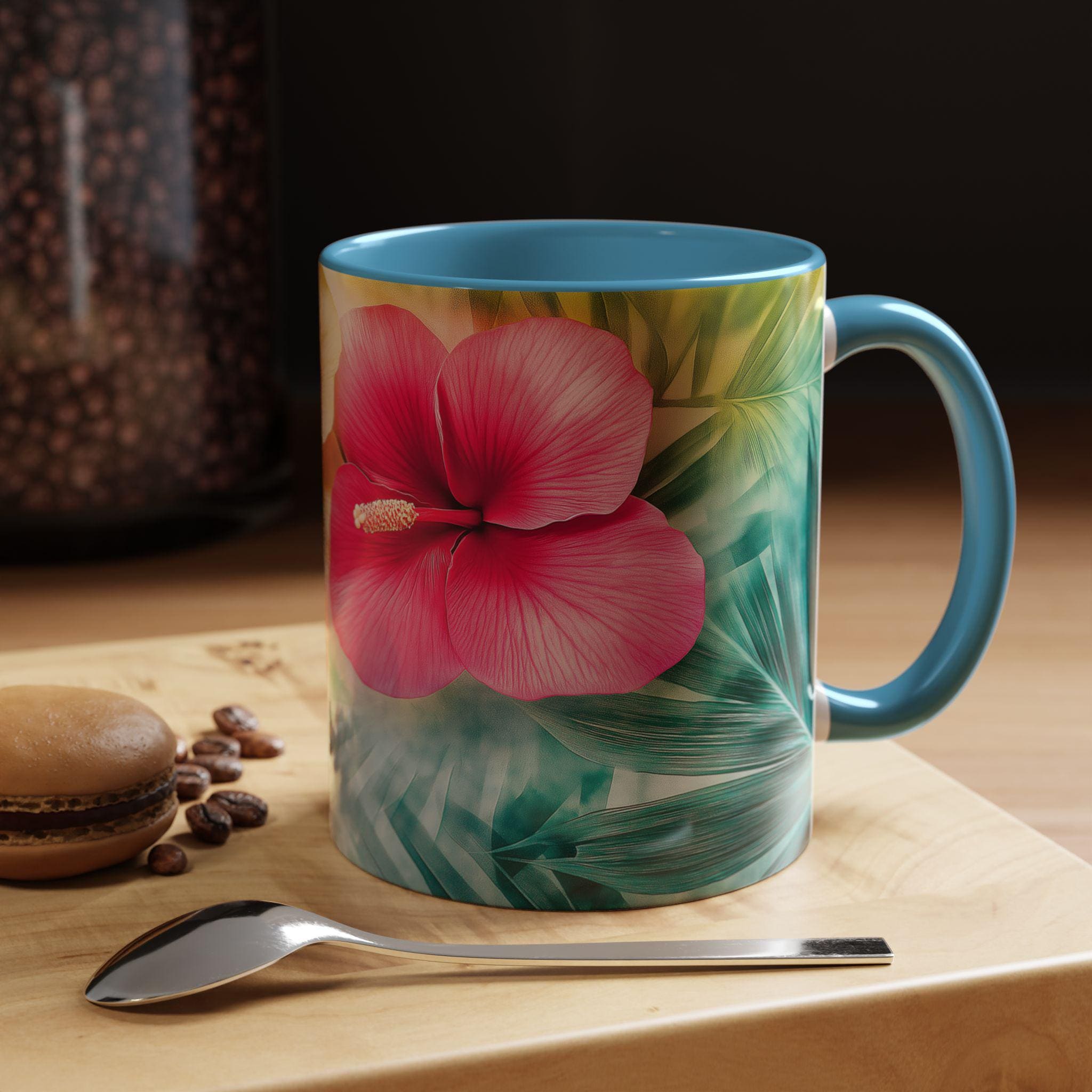 トロピカルフローラルコーヒーマグ ハイビスカスフローラルドリンク