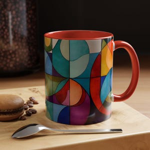 Colorful Geometric Accent Coffee Mug Artistic Coffee Drinkware Modern Abstract Mug Gift for Art Lovers Unique Home Decor