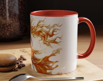 Fiery Goddess Coffee Mug Artistic Mug Fantasy Coffee Cup Unique Gift for Art Lovers Warm Colors Drinkware Astrology