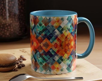 Vibrant Geometric Accent Coffee Mug Colorful Mug for Home Unique Gift for Coffee Lovers Modern Kitchen Decor Artistic Drinkware