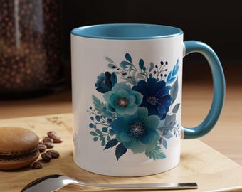 Floral Design Coffee Mug Gift for Coffee Lovers Gift for Mothers Day Gift for Her Birthday Gift for Flower Lovers Cozy Gift Under 25 Dollars