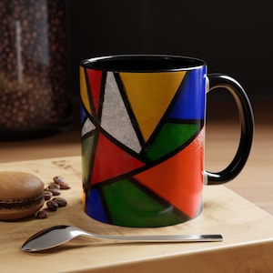 Geometric Modern Art Stained Glass Style Coffee Mug Gift for Art Lovers Gift for Coffee Lovers Gift for Birthdays Gift for Students Artists