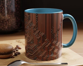 Kubek do kawy z obwodem technologicznym, prezent dla miłośnika komputerów, wystrój geekowy, wyjątkowy kubek ceramiczny, prezent dla programisty, kubek świąteczny Techie