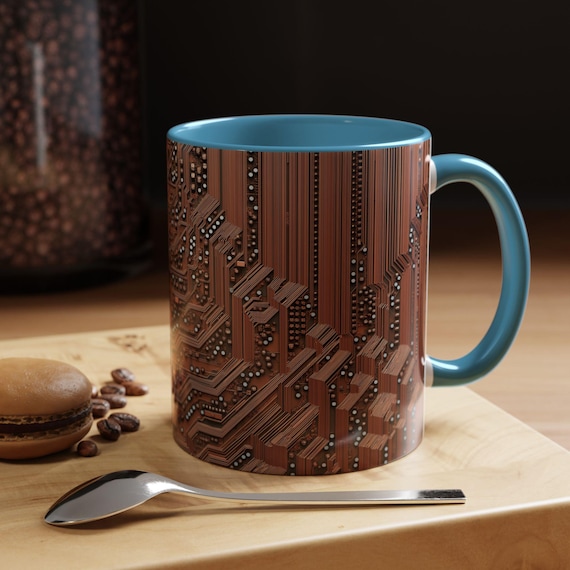 Tech Circuit Design Coffee Mug  Computer Lover Gift Geeky Decor Unique Ceramic Mug Programmer Present Techie Holiday Mug