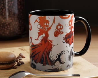 Witchy Spooky Halloween Ceramic Accent Coffee Mug Ghostly Spirit Gift for Tea Hot Chocolate Lovers Gift for Scary Halloween Party Decor