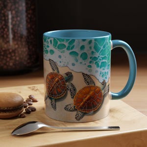 Turtle Beach Accent Coffee Mug Sea Turtle Lover Gift Ocean Inspired Mug Beach Decor Perfect for Coffee and Tea Lovers