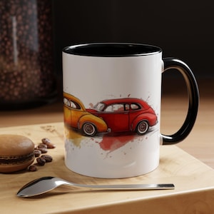 Vintage Car Accent Coffee Mug  Classic Automotive Designs Gift for Car Lovers Collectible Coffee Cup Retro Style Mug